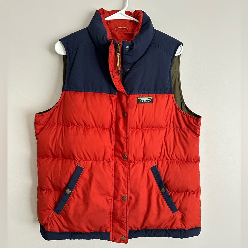 L.L. Bean Orange and Navy Puffer Vest